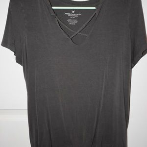 Grey short sleeved shirt